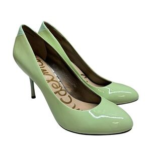 Sam Edelman Camdyn Mint Green Patent Leather Heels Silver & Snakeskin Accent 8